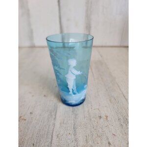 Mary Gregory AS IS blue cup miniature dancing girl painted unique vintage